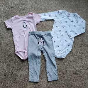 Carter's 3 piece Size 18m Penguin Set